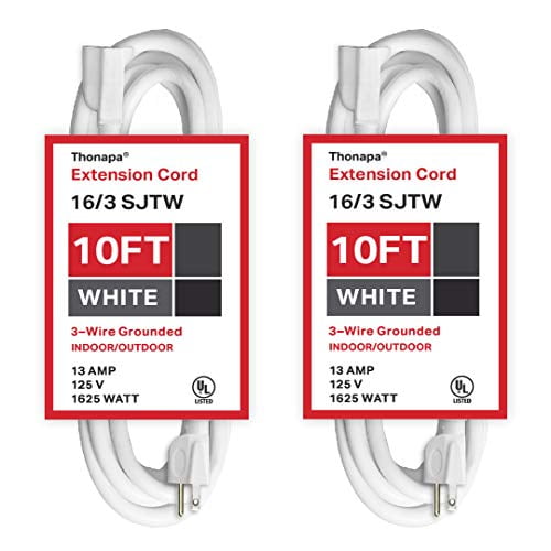 16/3 Durable White Cable Thonapa 15 Ft Extension Cord with 3 Electrical Power Outlets 16/3 Durable White Cable Thonapa 15 Ft Extension Cord with 3 Electrical Power Outlets